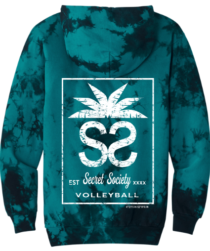 Secret Society  Tie-Dye Teal /Black Hoodie